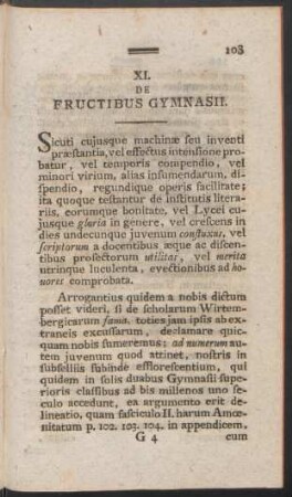 XI. De Fructibus Gymnasii