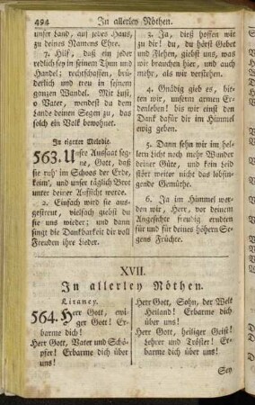 XVII. In allerley Nöthen.