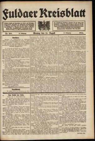 Ausgabe vom Montag, den 21. August 1911.