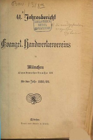 Jahresbericht. 41. 1888/89