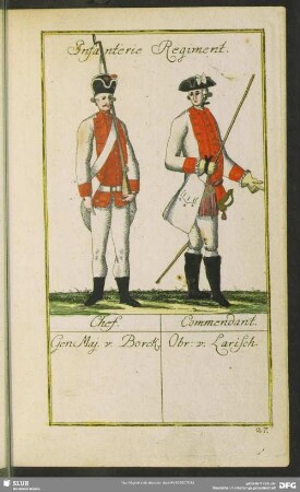 Infanterie Regiment. Chef. Gen.Maj. v. Borck. Commendant. Obr. v. Larisch