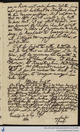 Brief von Freӱ an Franz Karl Grieshaber (19.11.1844)