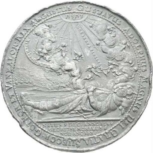 Medaille von Sebastian Dadler auf den Tod von Gustav Adolf und seine Beisetzung