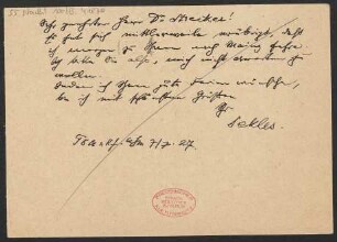 Brief an Ludwig Strecker an B. Schott's Söhne : 07.07.1927