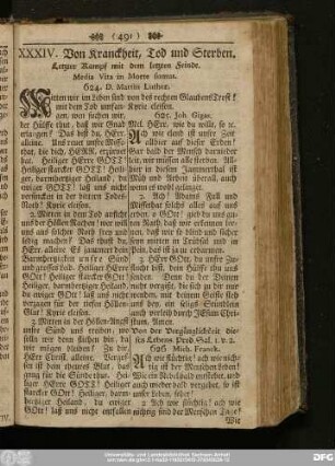 XXXIV. Von Kranckheit, Tod und Sterben.