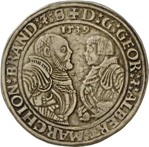 Guldengroschen der Markgrafen Georg von Brandenburg-Ansbach und Albrecht Alcibiades von Brandenburg-Kulmbach, 1539