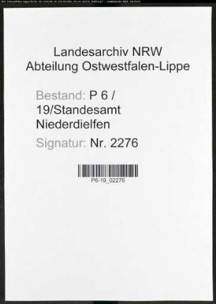 Sterberegister Standesamt Niederdielfen
