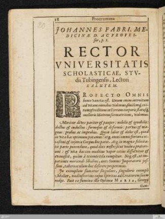 Programma Magn. Dn. Rectoris, &c.