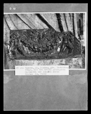 Sarkophagfragment mit von Eroten getragenen Girlanden und Schädel eines Rindes