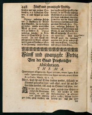 448-469, Fünff und zwanzigste Predig. Von der Gnad Priesterlicher