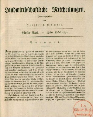 Fünfter Band. - Erstes Stück 1830.