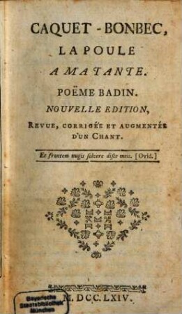 Caquet-Bonbec, la Poule à ma tante : Poëme