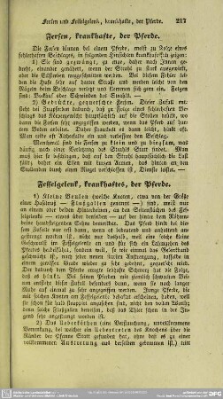 Fesselgelenk, krankhaftes, der Pferde