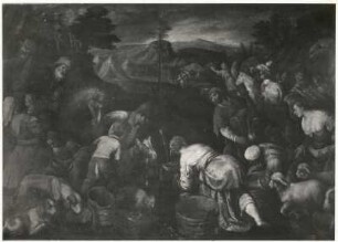 Kinder Israels in der Wüste : Jacopo Bassano (Venezianische Schule, 16. Jahrhundert). Kinder Israels in der Wüste. Ölmalerei, 148 x 216 cm