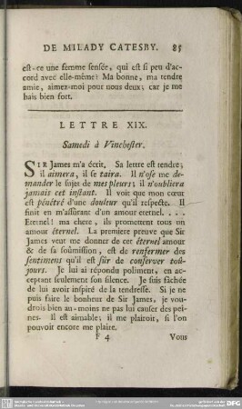 Lettre XIX. Samedi à Vinchester