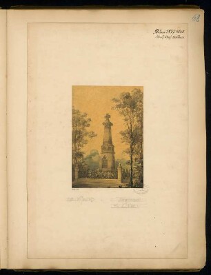 Gefallenendenkmal, Calau Monatskonkurrenz Juni 1877: Perspektivische Ansicht