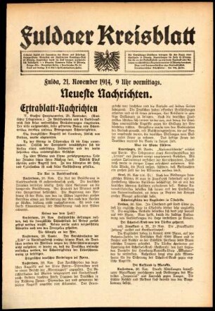 Ausgabe vom Samstag, den 21. November 1914.