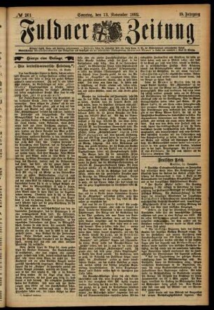 Erste Ausgabe vom Sonntag, den 13. November 1892.