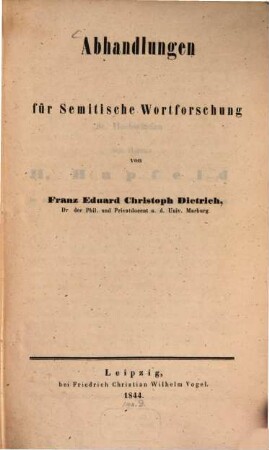 Abhandlungen für Semitische Wortforschung