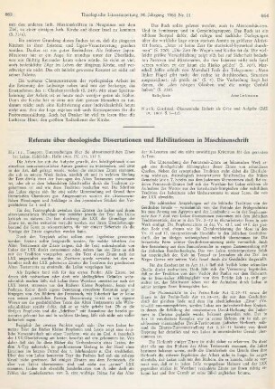 Referate über theologische Dissertationen und Habilitationen in Maschinenschrift