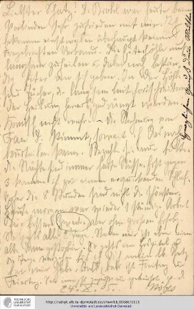 Postkarte vom 24.10.1905