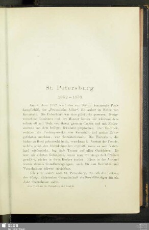 St. Petersburg 1852 - 1853