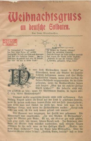 Weihnachtsgruss an deutsche Soldaten