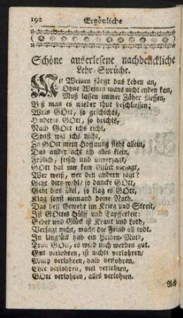 Schöne auserlesene nachdenkliche Lehr-Sprüche