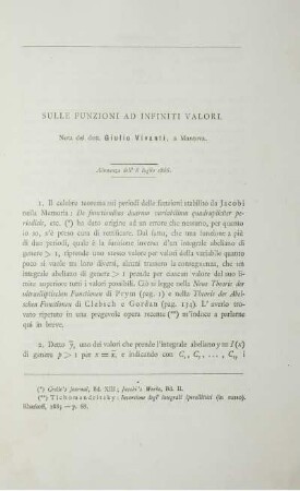 Sulle funzioni ad infiniti valori.