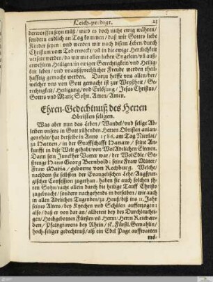 Ehren-Gedechtnuß des Herren Obristen seligen