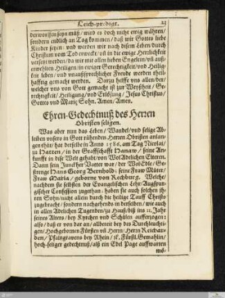 Ehren-Gedechtnuß des Herren Obristen seligen