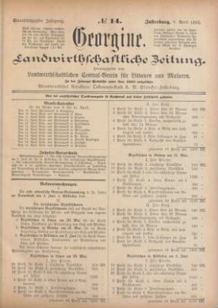 Einundsechzigster Jahrgang. No. 14. Insterburg, 8. April 1893.