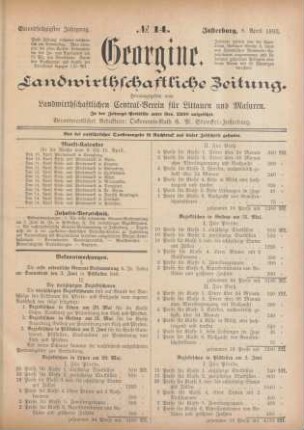 Einundsechzigster Jahrgang. No. 14. Insterburg, 8. April 1893.