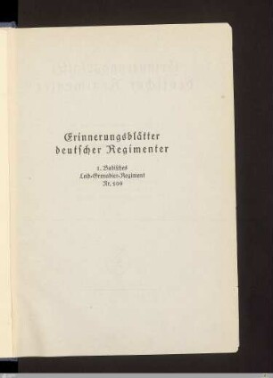 Titelblatt der Reihe - Erinnerungsblätter deutscher Regimenter