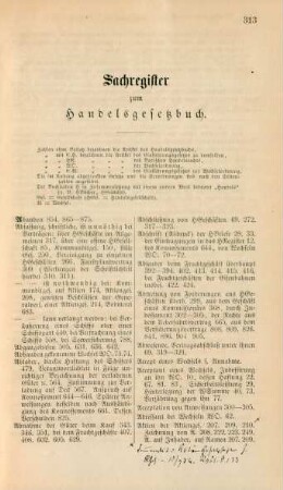 Sachregister zum Handelsgesetzbuch