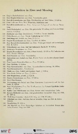 Arbeiten in Zinn und Messing (Nr. 310-454)