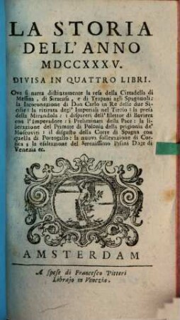 La storia : dell'anno .... 1735