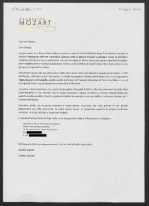 Brief an Giorgio Napolitano, o.D.