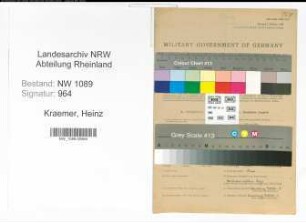 Entnazifizierung Heinz Kraemer , geb. 08.01.1920 (Polizist)