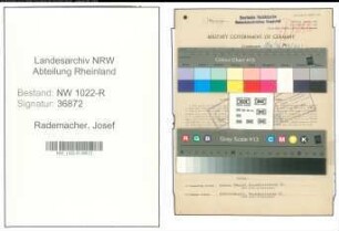 Entnazifizierung Josef Rademacher , geb. 18.01.1899 (Bahnsekretaer)