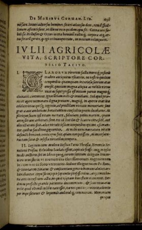 Iulii Agricolæ Vita, Scriptore Cornelio Tacito.