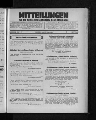 Jahrgang 1933, Hamburg, den 24. September, Nummer 39