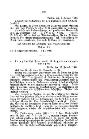 Kriegsbeihilfen und Kriegsteuerungszulagen : [A. Behörden und Beamte]