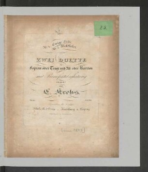 Zwei Duette für Sopran oder Tenor und Alt oder Bariton : op. 115