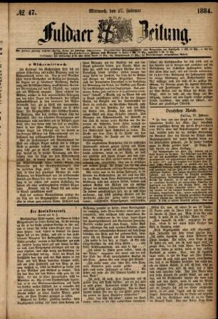 Ausgabe vom Mittwoch, den 27. Februar 1884.