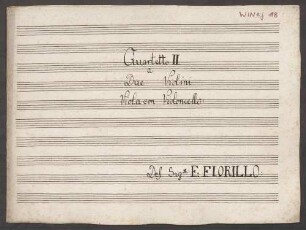 Quartets, vl (2), vla, vlc, G-Dur - Musiksammlung der Grafen zu Toerring-Jettenbach 18 : [vlc:] Quartetto III a Due Violini, Viola con Violoncello: Del Sig|r|e F. FIORILLO