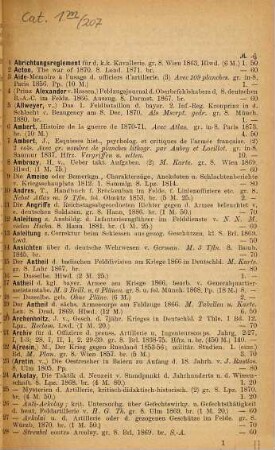 Katalog der Buch- und Antiquariats-Handlung von Theodor Ackermann, Promenadeplatz 10 in München, 207. Militairwissenschaft