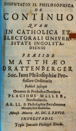Disputatio II. Philosophica De Continuo
