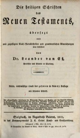 Die heiligen Schriften des neuen Testaments