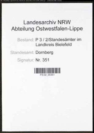 Heiratsregister Standesamt Dornberg